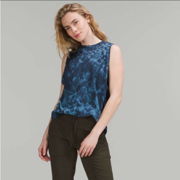 lululemon athletica Tops - LIKE NEW lululemon All Yours Tank Marmoleado Tie Dye Soft Denim True Navy Size 4